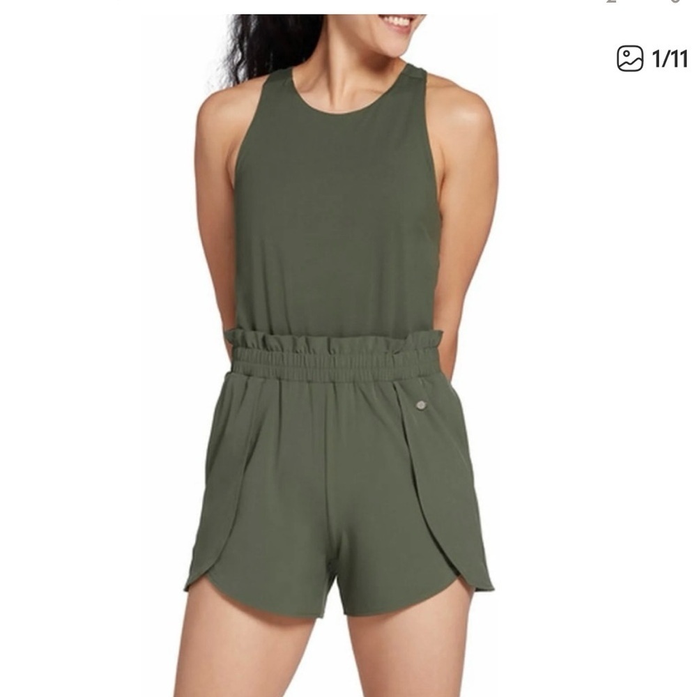 Calia Olive Green Athletic Romper Size L